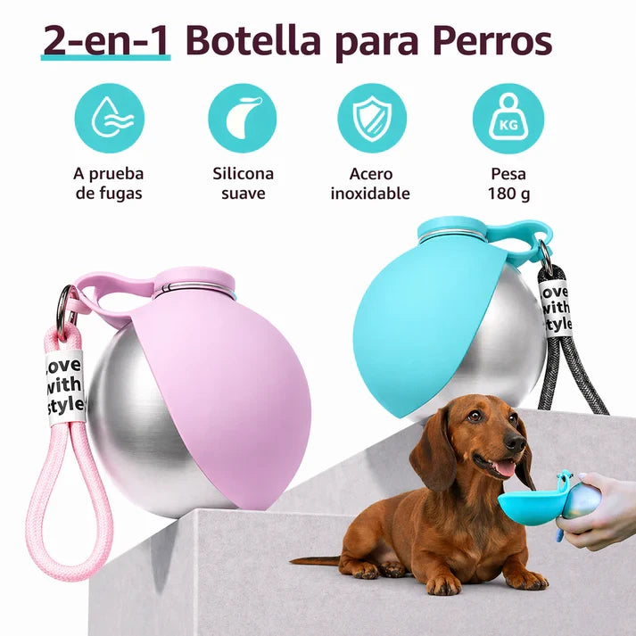 Botella de Agua Portátil para Perros – Dispensador Viaje Senderismo Mascotas